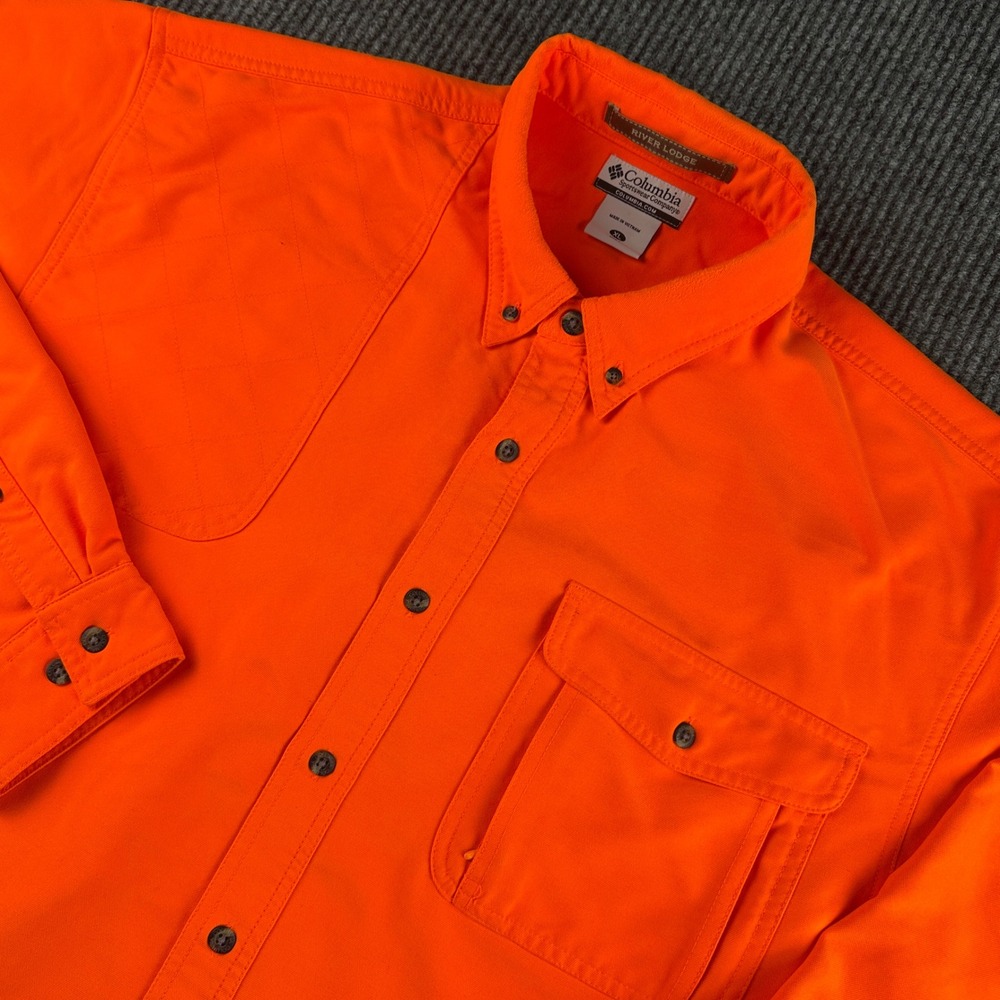 Columbia River Lodge Mens XL Blaze Orange Hunting Shooting Shirt HM7033 Long Slv